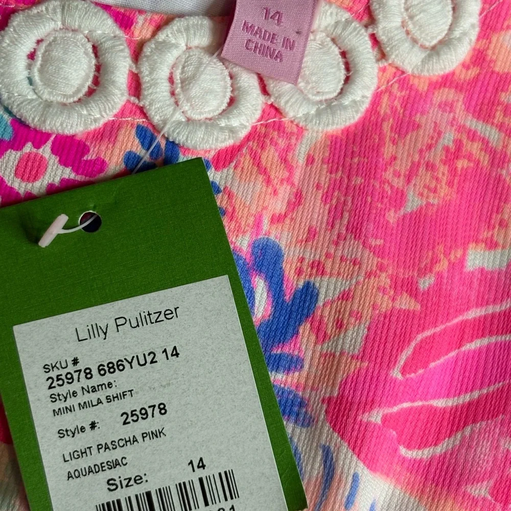 Lilly Pulitzer Mini Mila Big Girls Pink Pascha Sleeveless Shift Dress Size 14